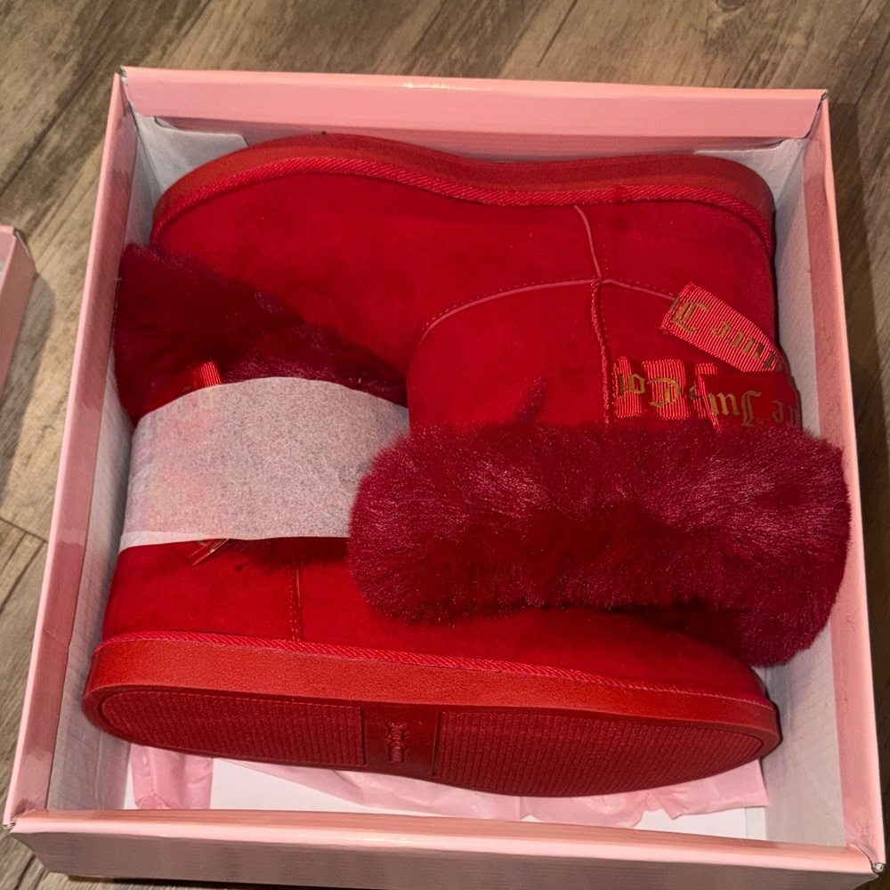 Juicy Couture Red Kids Faux-Fur Winter Boots